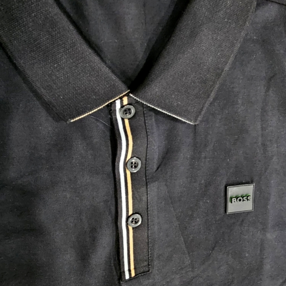 NEW Boss Men's Dark Polo with White Accents - Picture 4 of 4